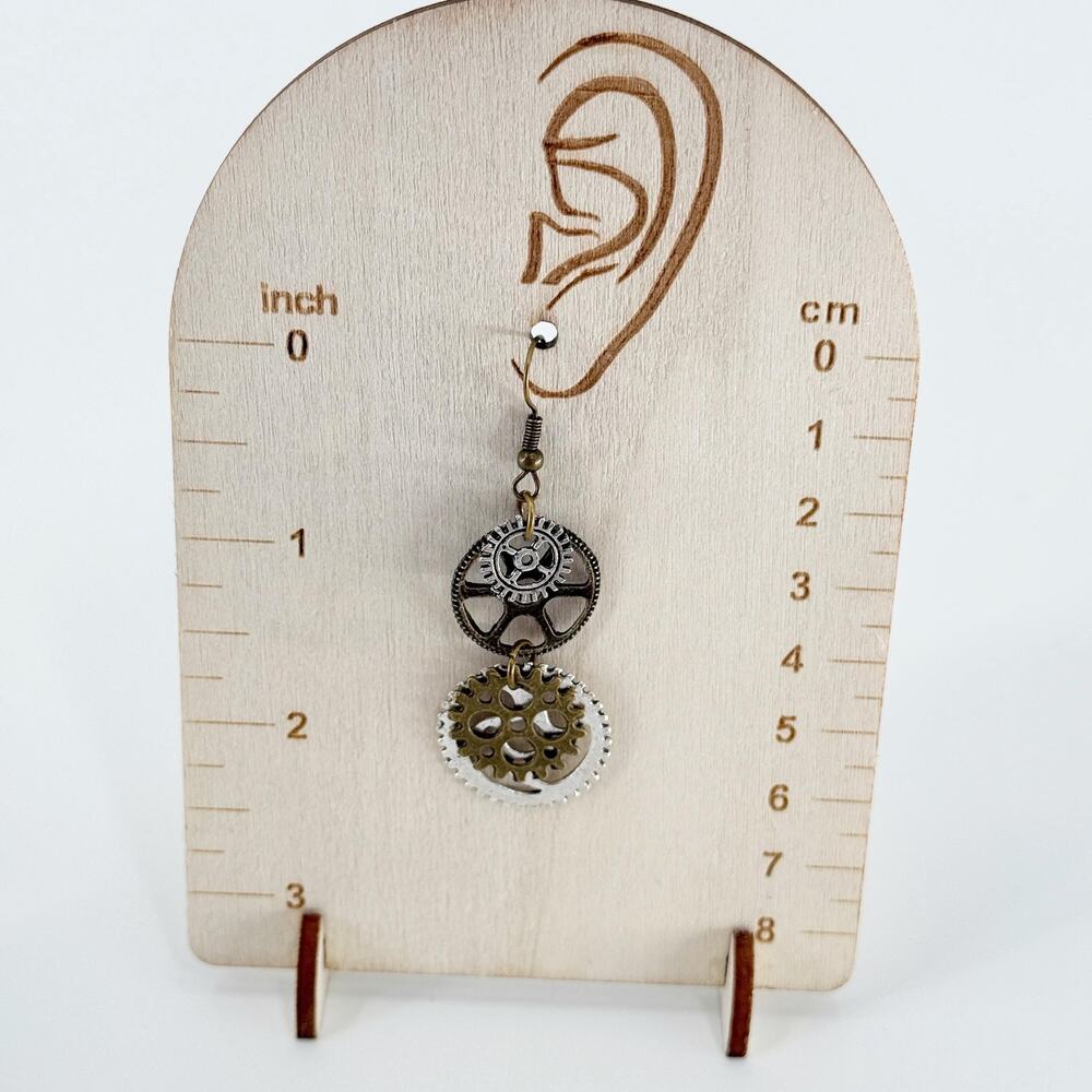Steampunk Gear Dangle Earrings - image 4